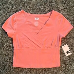 SO Orange Pink Short Sleeve Crop Wrap Tee